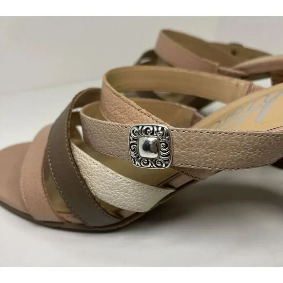 Brighton Rebel Sandals Size 10M Strappy Heels Neutral Brown Tan Leather Cabana - Picture 9 of 12